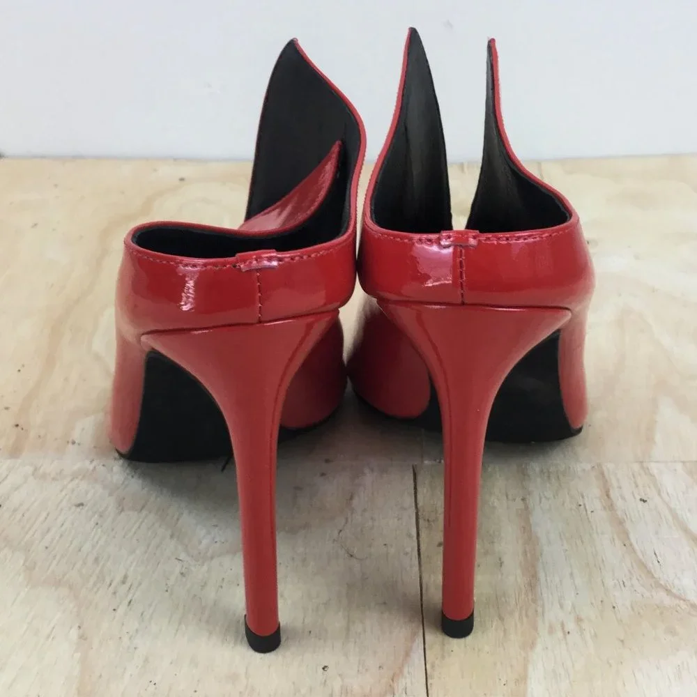 Jeffrey Campbell Shiny Red Peep Toe Booties 6
